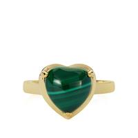 Malachite Ring in Gold Tone Sterling Silver 6cts