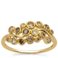 Ombre Champagne Diamonds Ring in 9K Gold 0.51ct