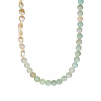 Elegance Amazonite Necklace with Kaori Cultured Pearl in Sterling Silver