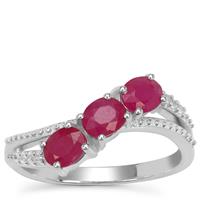 John Saul Ruby Ring with White Zircon in Sterling Silver 1.45cts