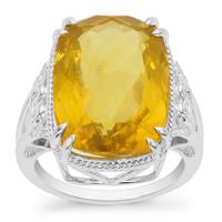 Caribbean Amber Ring with White Zircon in Sterling Silver 6.10cts