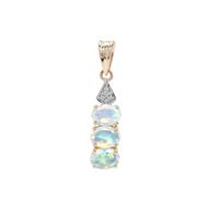 Ethiopian Opal Pendant with White Zircon in 9K Gold 1.55cts