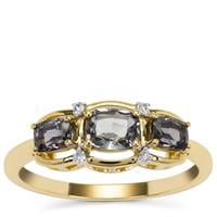 Burmese Silver Spinel Ring with Diamond in 9K Gold 1.15cts