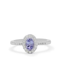 Tanzanite Ring with White Zircon in Sterling Silver 0.90ct