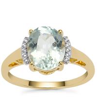 Aquamarine Ring with White Zircon in 9K Gold 2.45cts