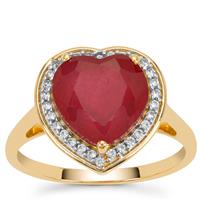 Malagasy Ruby Ring with White Zircon in 9K Gold 4.95cts (F)