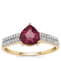 Malawi Garnet Ring with White Zircon in 9K Gold 1.85cts