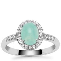 Gem-Jelly™ Aquaprase™ Ring with White Zircon in Platinum Plated Sterling Silver 1.45cts