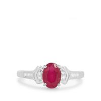 John Saul Ruby Ring with White Zircon in Sterling Silver 1.22cts