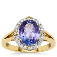AAA Tanzanite Ring with Diamond in 18K Gold 2.45cts