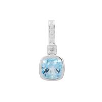 Sky Blue Topaz Pendant with White Zircon in Sterling Silver 5.18cts