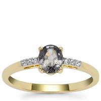 Burmese Silver Spinel Ring with White Zircon in 9K Gold 0.80ct