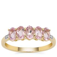 Nigerian Pink Morganite Ring with Diamond in 9K Gold 1.10cts