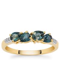Nigerian Blue Sapphire Ring with White Zircon in 9K Gold 1.10cts