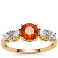 Sphalerite Ring with White Zircon in 9K Gold 1.60cts