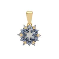 Wobito Snowflake Cut Chameleon Topaz Pendant with White Zircon in 9K Gold 6cts