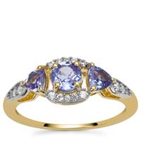 AA Tanzanite Ring with White Zircon in 9K Gold 1.05cts