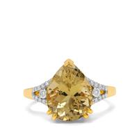 Scapolite Ring with Diamond in 18K Gold 5.75cts