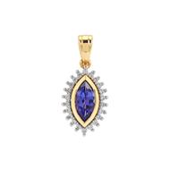 AAA Tanzanite Pendant with White Zircon in 9K Gold 1.50cts