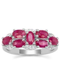 Burmese Ruby Ring with White Zircon in Sterling Silver 2.05cts