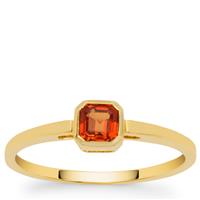Asscher Cut Songea Orange Sapphire Ring in 9K Gold 0.40ct