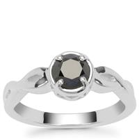 Black Diamond Ring in Sterling Silver 1cts