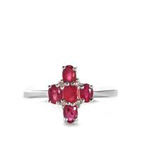 Montepuez Ruby Ring with Diamond in Sterling Silver 1.01cts