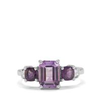 Moroccan, African Amethyst Ring with White Zircon in Sterling Silver 2.15cts