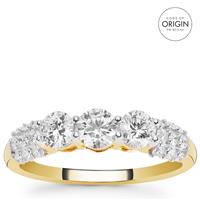 9K Gold Ring with De Beers Code of Origin Diamonds & White Diamonds 1cts