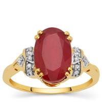 Malagasy Ruby Ring with White Zircon in 9K Gold 6.10cts (F)