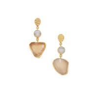 Agate Earrings in Gold Plated Sterling Silver 13.70cts