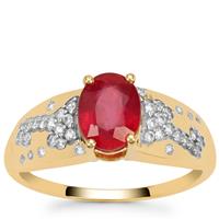 Malagasy Ruby Ring with White Zircon in 9K Gold 2.20cts (F)