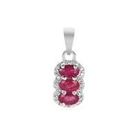Montepuez Ruby Pendant with White Zircon in Sterling Silver 1.04cts