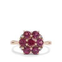 Comeria Garnet Ring with White Zircon in 9K Gold 2.40cts
