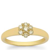  Natural Yellow Diamonds Ring in 9K Gold 0.25ct