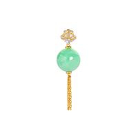 Green Chrysoprase Pendant with White Topaz in Gold Tone Sterling Silver 14.14cts