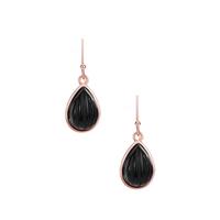 Black Obsidian Earrings in Rose Tone Sterling Silver 7cts