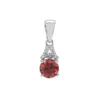 Umba Valley Red Zircon Pendant with Diamond in 9K White Gold 1.40cts