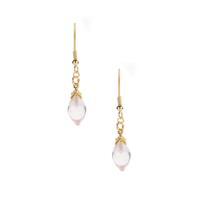 Rose Quartz Earrings in Gold Tone Sterling Silver 5.34cts