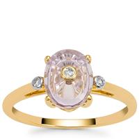 Lehrer Torus Ring Rose De France Amethyst, Natural Pink Diamond Ring with White Diamond in 9K Gold 1.25cts