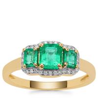 Panjshir Emerald Ring with Diamond in 18K Gold 1.15cts