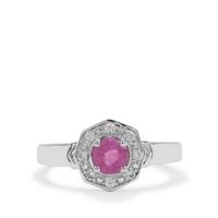 Ilakaka Hot Pink Sapphire Ring with White Zircon in Sterling Silver 0.90ct (F)