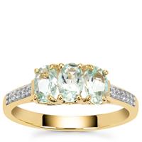 Aquaiba™ Beryl Ring with White Zircon in 9K Gold 1.25cts