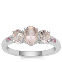 Goshenite Ring with Sakaraha Pink Sapphire in Sterling Silver 1.27cts