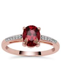 Malawi Garnet Ring with White Zircon in 9K Rose Gold 1.65cts