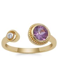 Moroccan Amethyst Ring with White Zircon in Gold Plated Sterling Silver 0.72ct