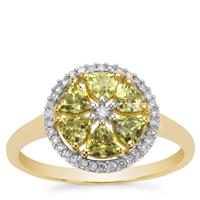 Mansanite™ Ring with Diamond in 9K Gold 1.25cts
