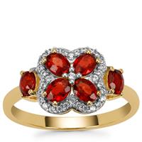 Tanzanian Ruby Ring with White Zircon in 9K Gold 1.45ct