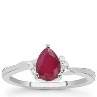 Luc Yen Ruby Ring with White Zircon in Sterling Silver 1.10cts