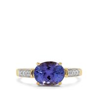 AAA Tanzanite Ring with Diamond in 18K Gold 2.35cts
